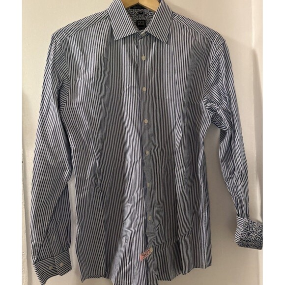 Mens Ike Behar stripe button front dress shirt size 20 Tag/ Size Med 100% Cotton - Picture 1 of 7